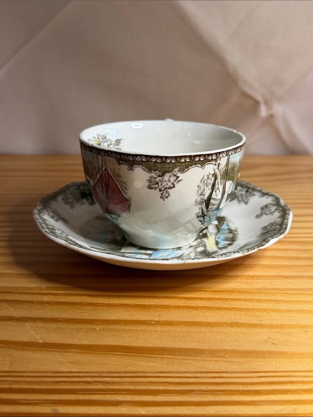 Vintage Johnson Brothers Chipped Teacup & Saucer for Crafts